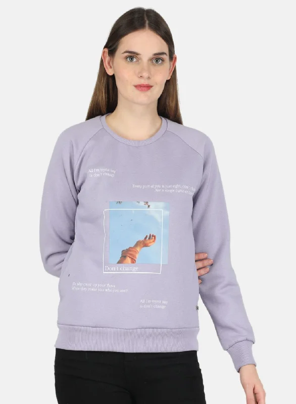 Women Purple Printed Sweatshirt Refined Women's Hand - crafted