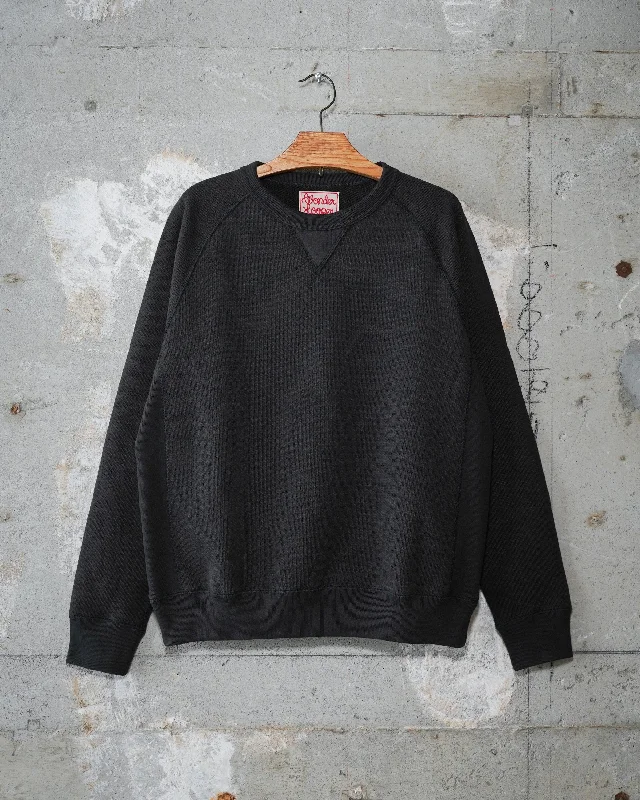 Pullover Crewneck - 876gsm Double Heavyweight French Terry - Sumi Black Feminine Women's Soft 