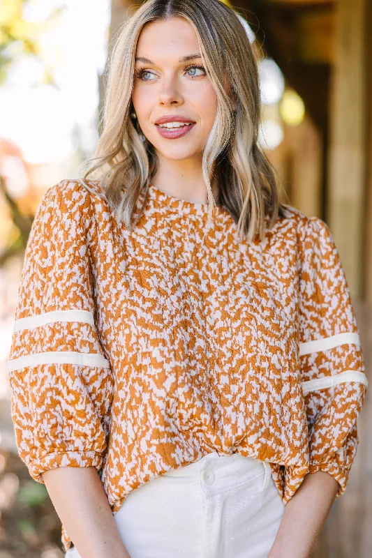 Spark Your Interest Tan Brown Printed Sweater European