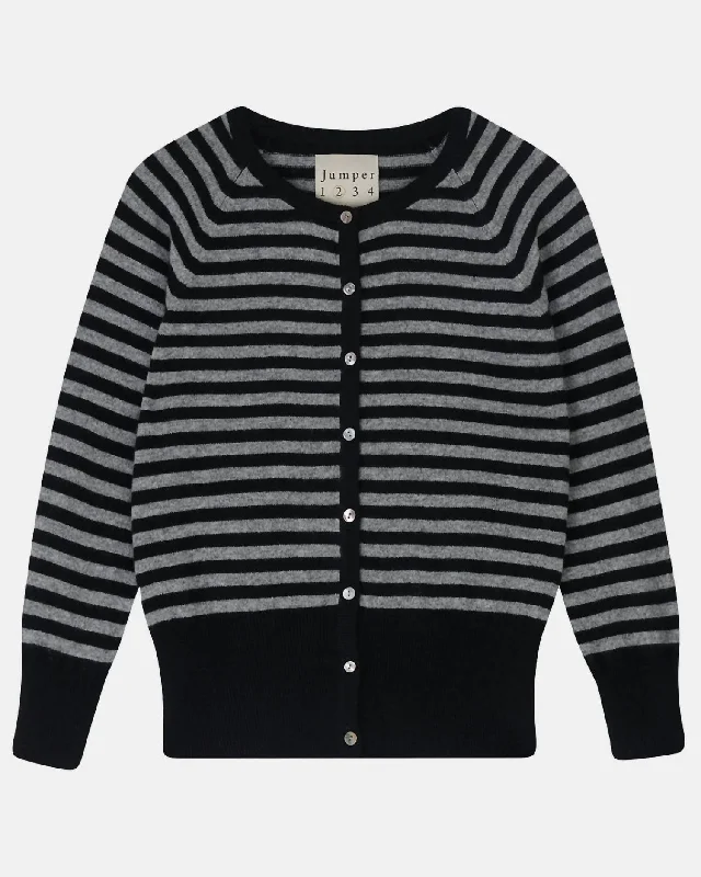Women's Stripe Shrunken Cardigan In Black Athletic Women's High - 